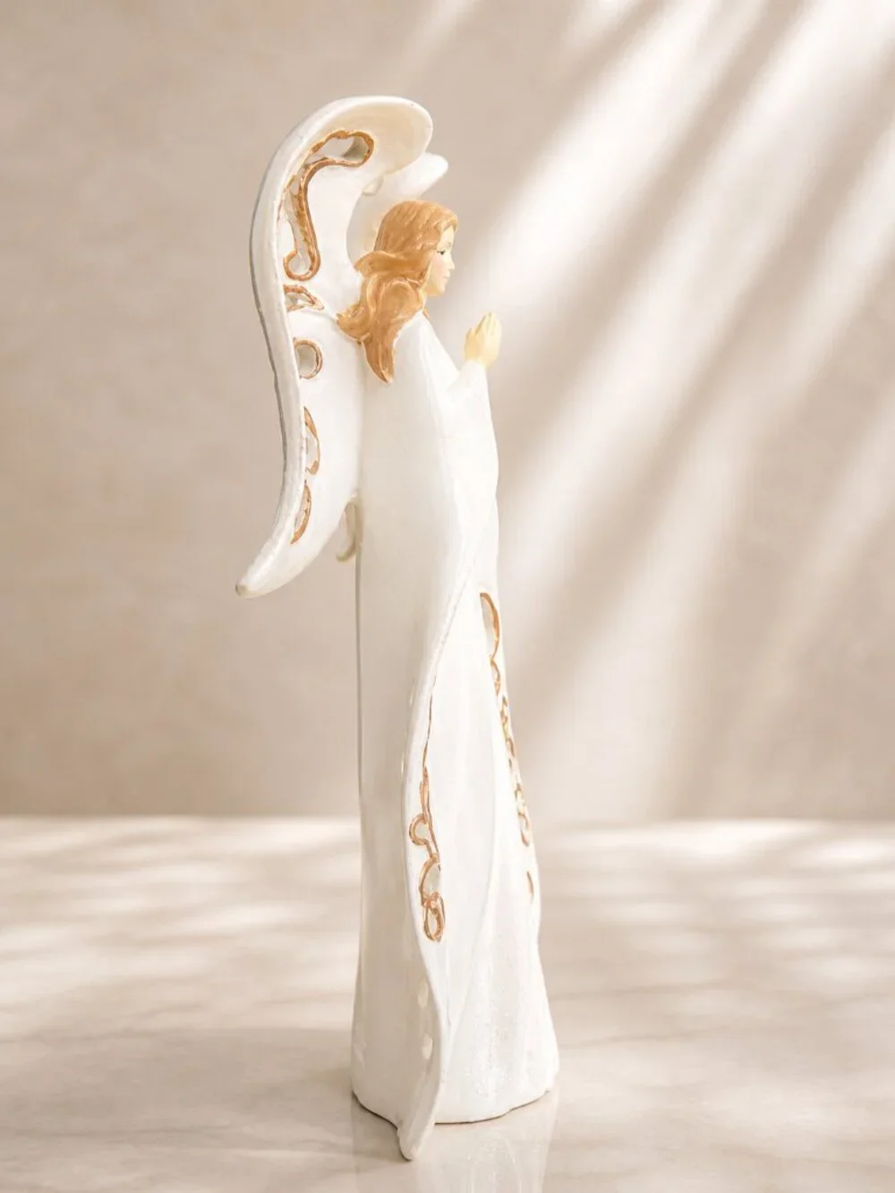 Jaimy WMG Angel Taper Candle Holder 11” White Gold Filigree NWOT Celestial Decor